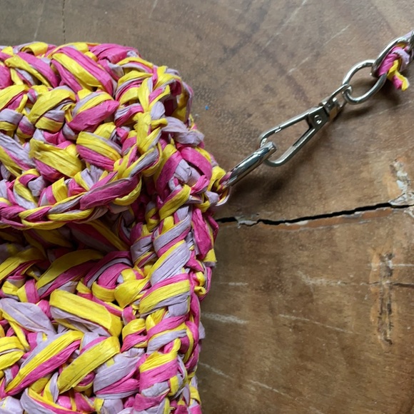 Francesca's Collections Bags Woven Straw Bag With Silver Accents